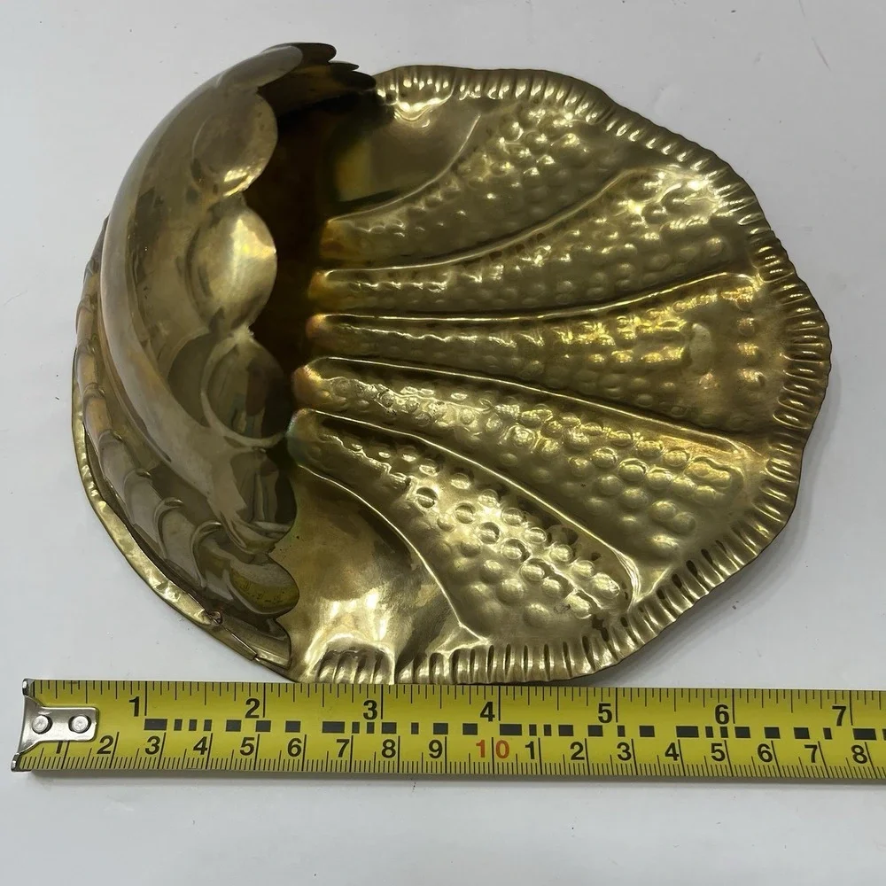 Vintage Solid Brass Wall Pockets Set Of 2 Hollywood Regency Polished Shell 6.5